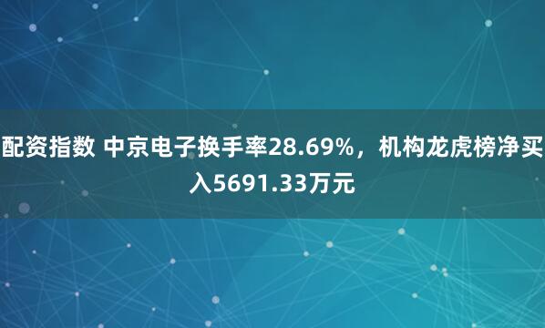 配资指数 中京电子换手率28.69%，机构龙虎榜净买入5691.33万元
